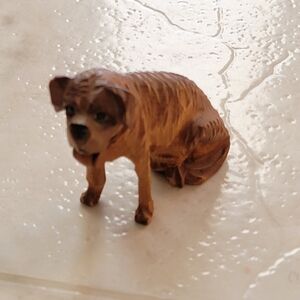 Vintage Hand Carved Wood Miniature Saint Bernard Rescue Dog Figure